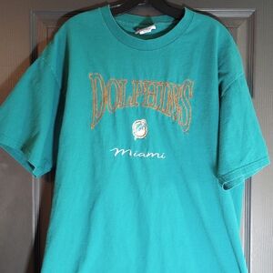 Miami Dolphins Football Vintage Lee Sport Throwback NFL Embroidered Tee Shirt XL